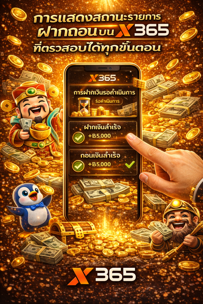 การแสดงสถานะรายการฝากถอน บน X365
